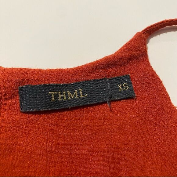 THML Orange Embroidered Hem Pleated Halter Boho Mini Dress Women's Size XS - Picture 6 of 15